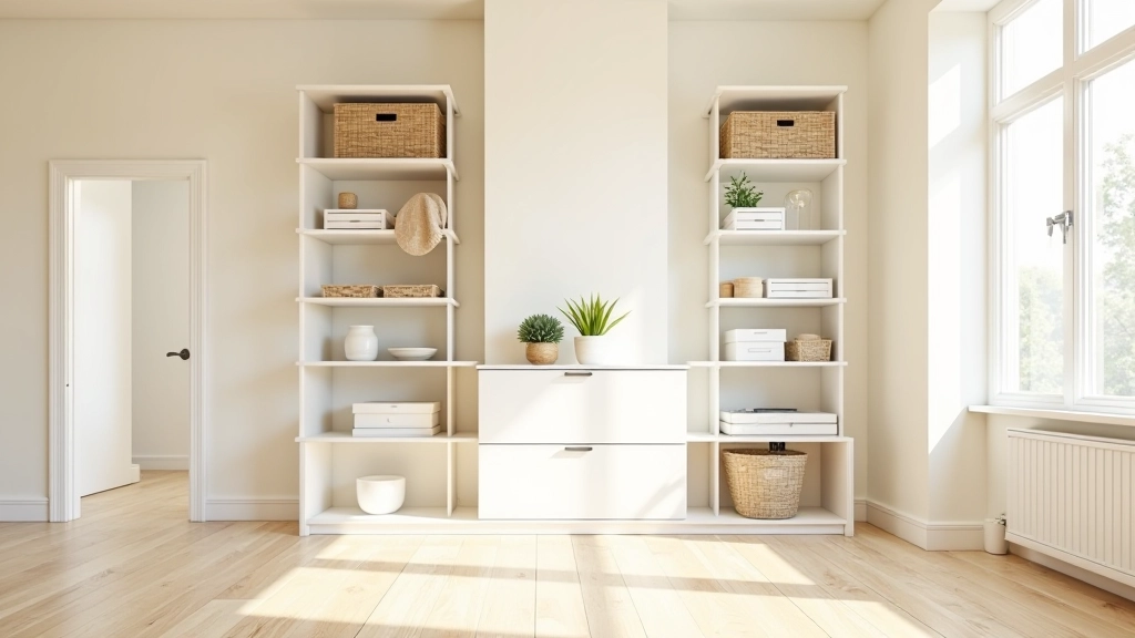 Modern shelving system installed in bright Victorian terrace home interior