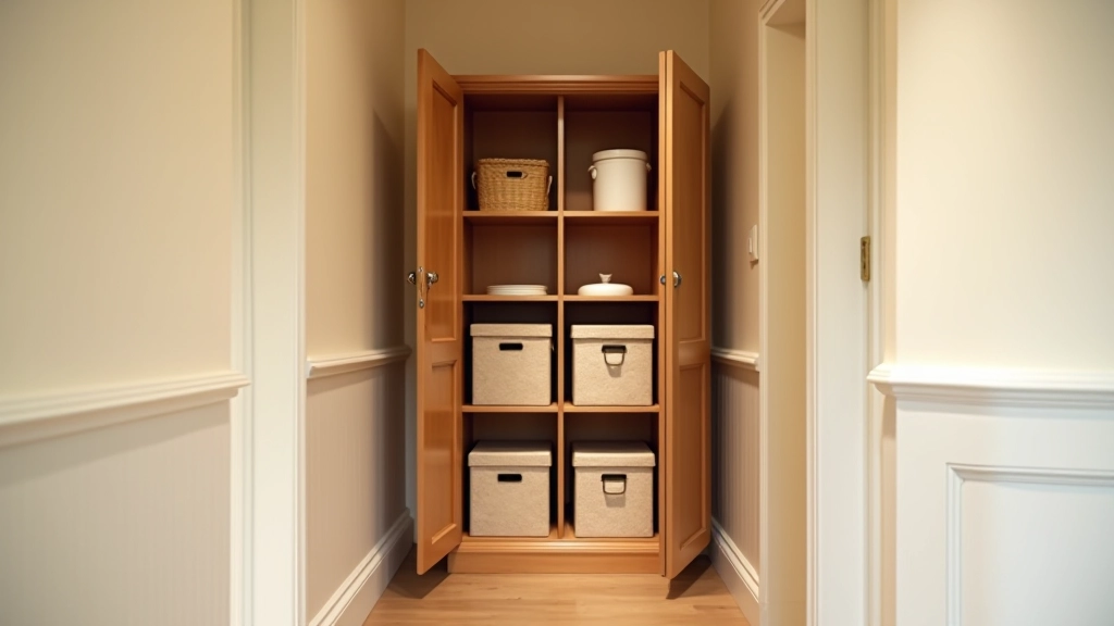 Victorian terrace hallway featuring restored period storage cupboard with traditional paneling and modern internal organization system